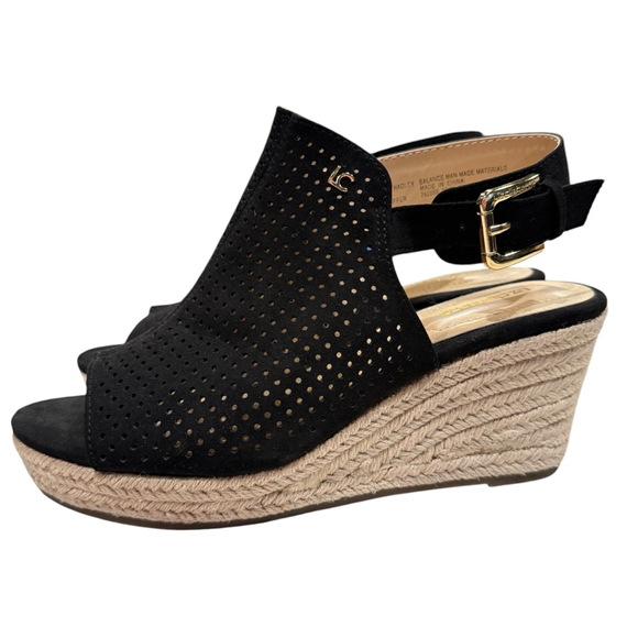 Liz Claiborne Wedge Sandals Size 7.5 Black - Picture 5 of 10